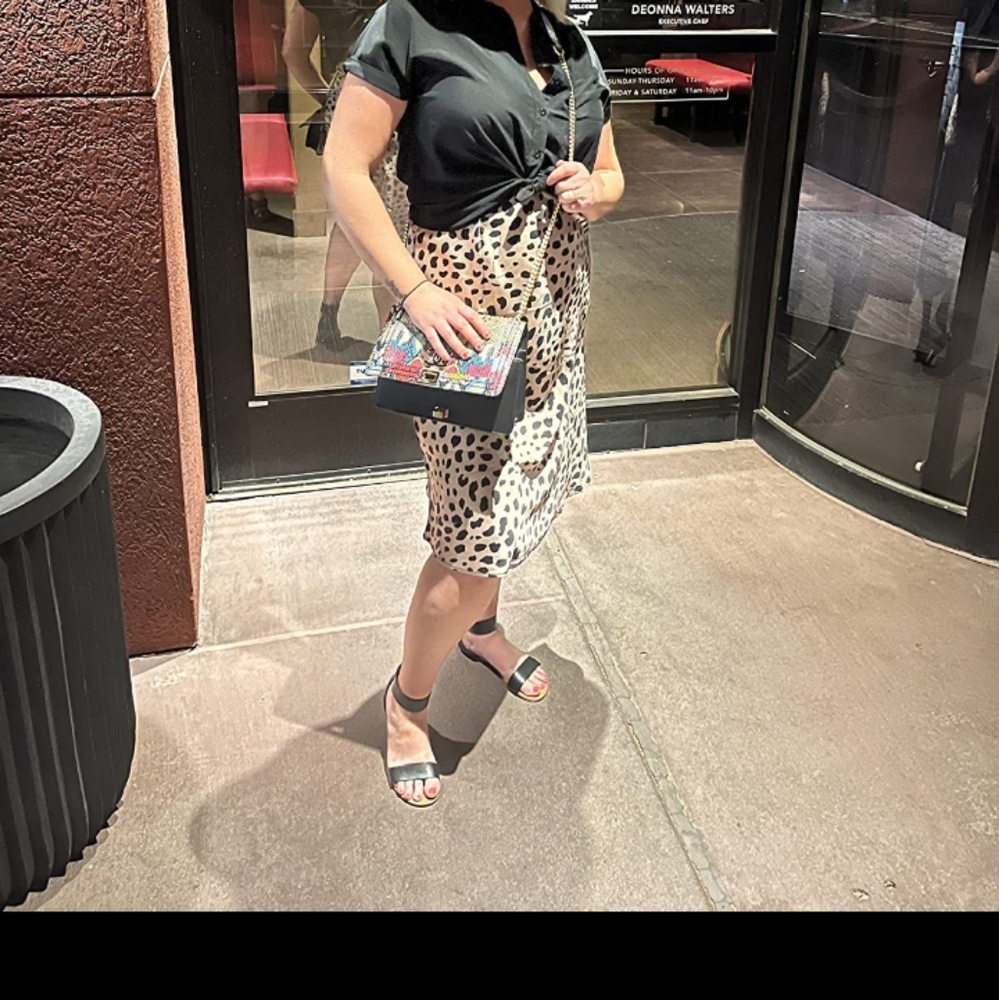 High Waist Leopard Midi Skirt